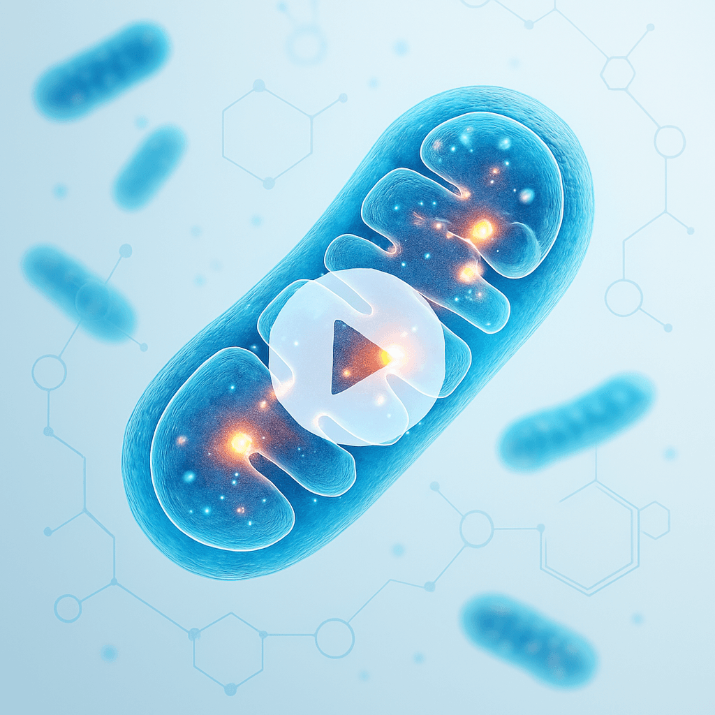 A microscopic view of a mitochondria cell being energized.